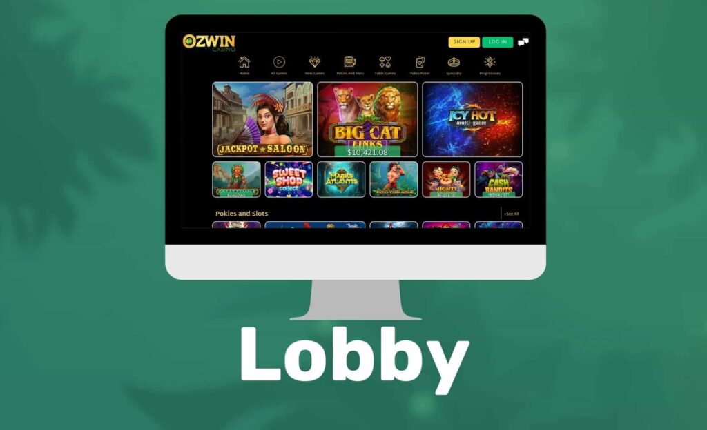 Ozwin Casino AU Games Lobby overview