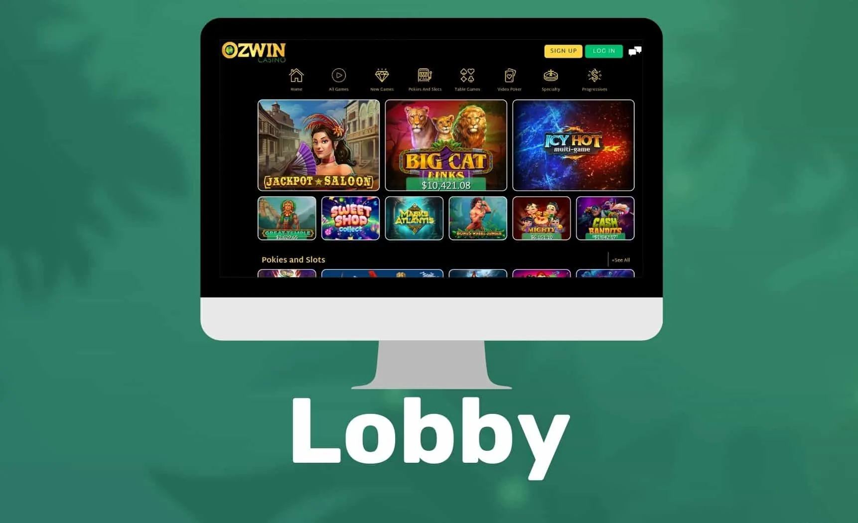 Ozwin Casino Games Lobby overview