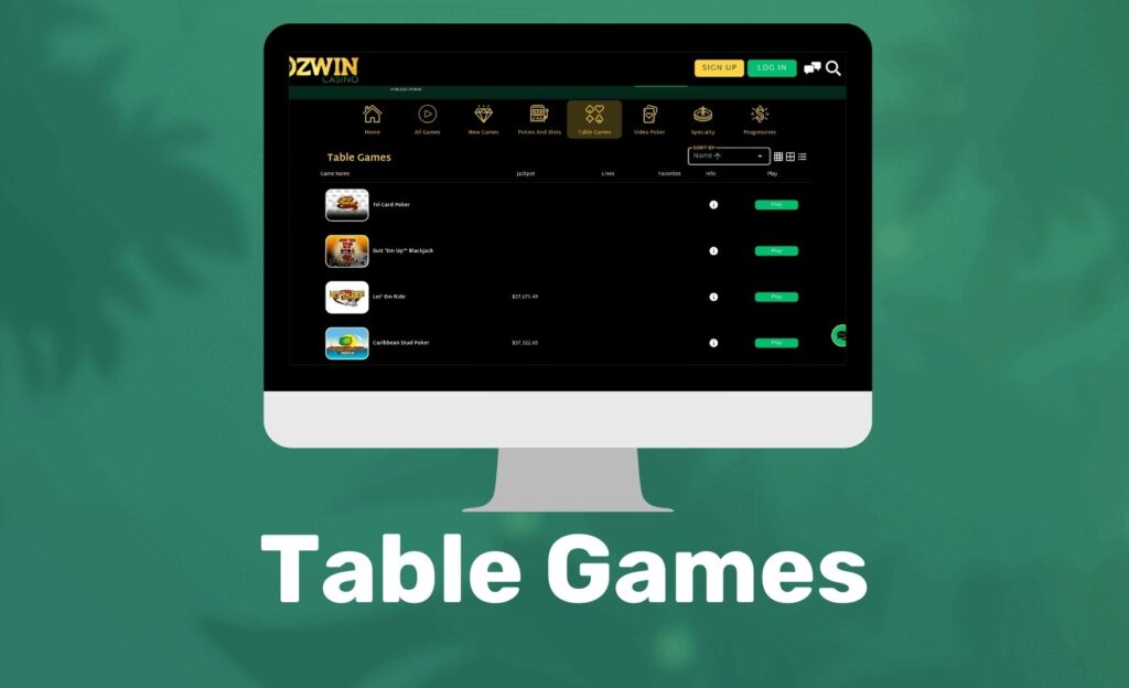 Ozwin Casino table games review in Australia