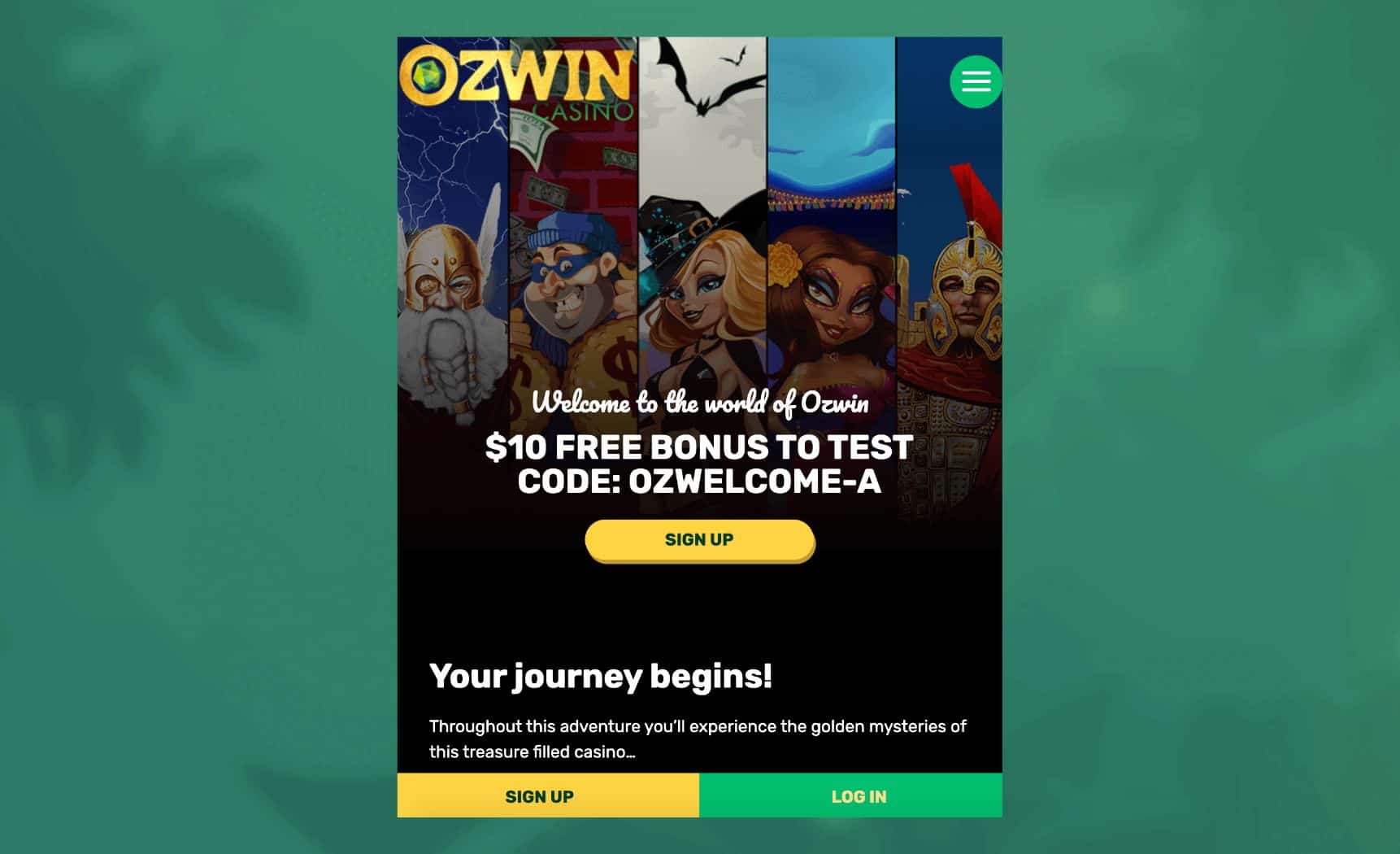 Open Ozwin Casino mobile website on your device