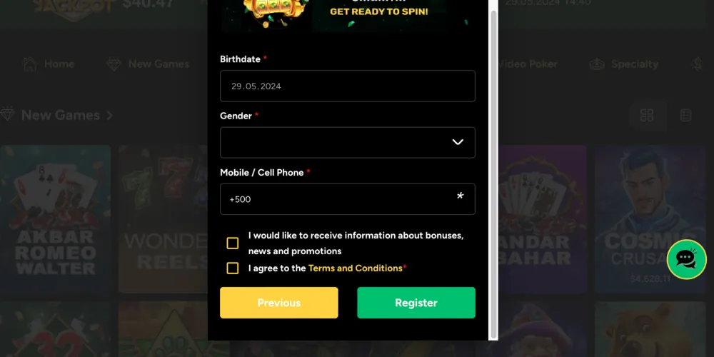 Click on the &lsquo;Register&rsquo; button to complete the account creation procedure.