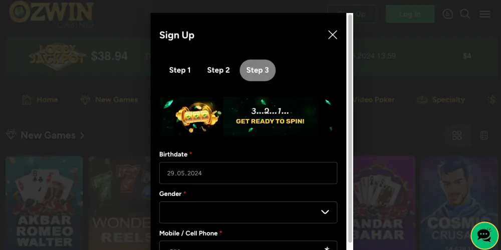 Enter your date of birth, phone number and select your gender.